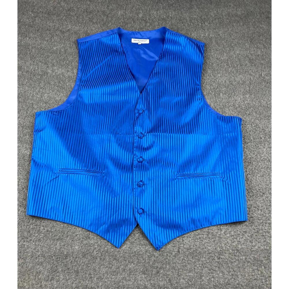 Vesuvio Napoli Men's‎ Blue Striped Formal Vest XXL